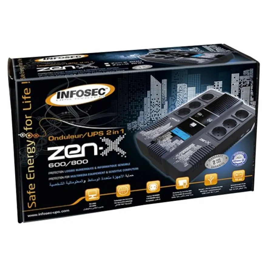 INFOSEC Zen-X 600 - Onduleur 6 prises - 600 VA