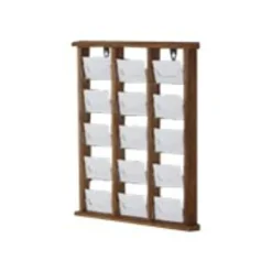 INOVSHOP - Présentoir de cartes de visite mural - 3 x 5 compartiments - finition bois naturel
