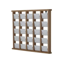 INOVSHOP - Présentoir de cartes de visite mural - 5 x 5 compartiments - finition bois foncé