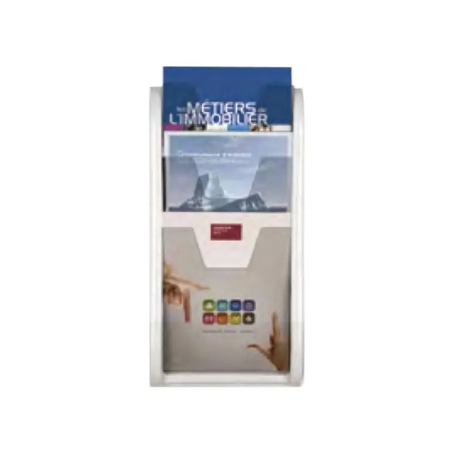 INOVSHOP - Trieur mural / Porte-brochures monobloc 3 niveaux A4 - blanc