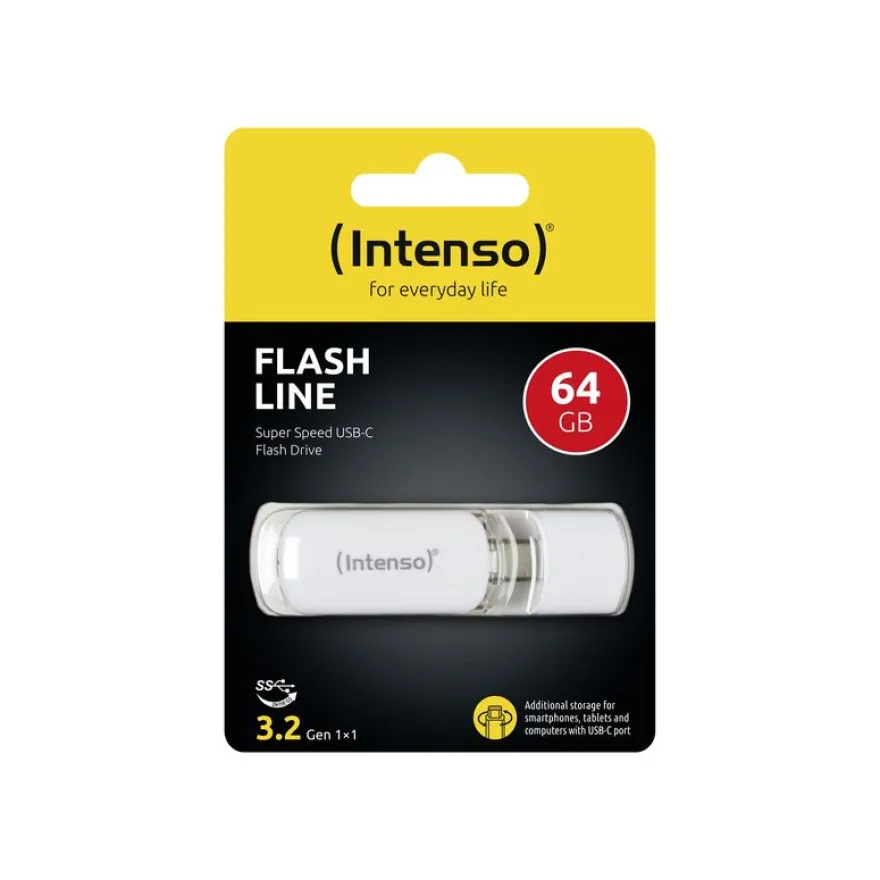 Intenso Flash Line - Clé USB 64 Go - USB-C 3.1 Gen 1 - blanc