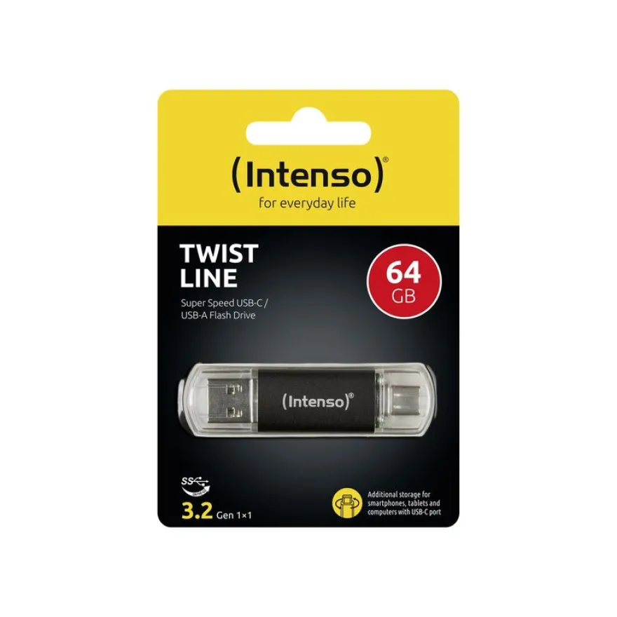 Intenso Twist Line - Clé USB 64 Go - USB 3.2 Gen 1 / USB-C - anthracite