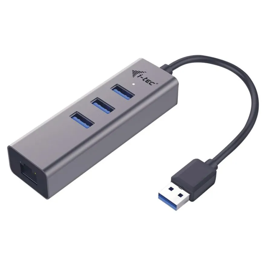 i-Tec USB 3.0 Metal - Hub - 3 x SuperSpeed USB 3.0 + 1 x 10/100/1000 - de bureau