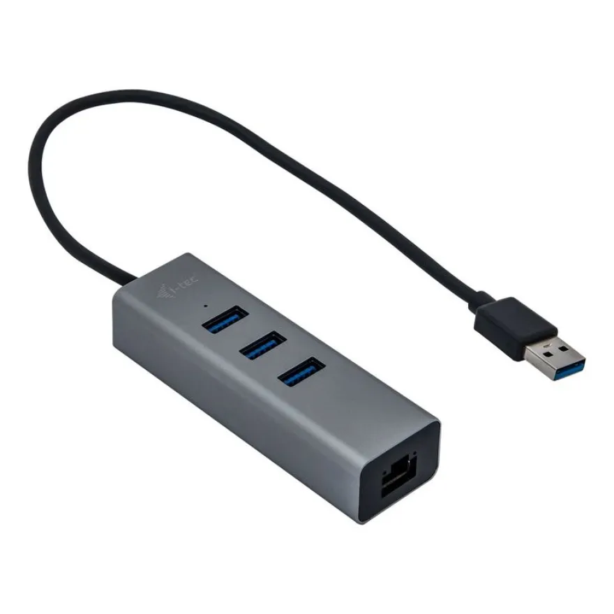 i-Tec USB 3.0 Metal - Hub - 3 x SuperSpeed USB 3.0 + 1 x 10/100/1000 - de bureau