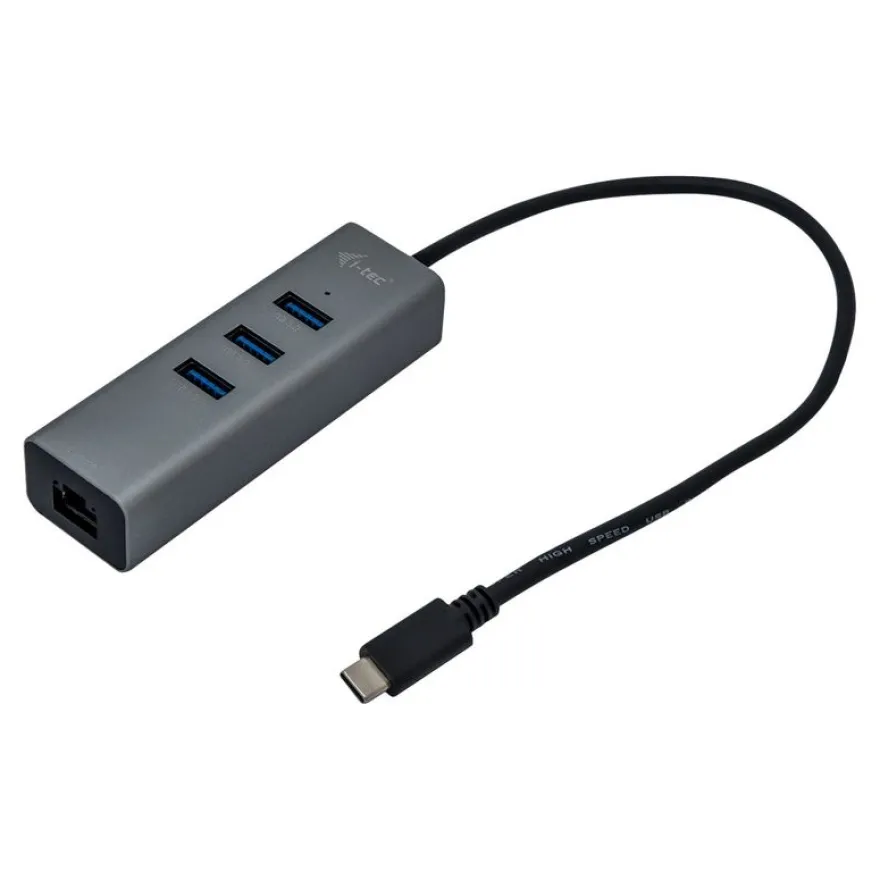 i-Tec USB-C Metal - Hub - 3 x SuperSpeed USB 3.0 + 1 x 10/100/1000