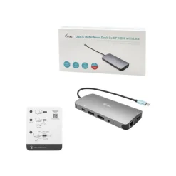 i-Tec USB-C Metal Nano - Station d'accueil - USB-C / Thunderbolt 3 - HDMI, 2 x DP - GigE