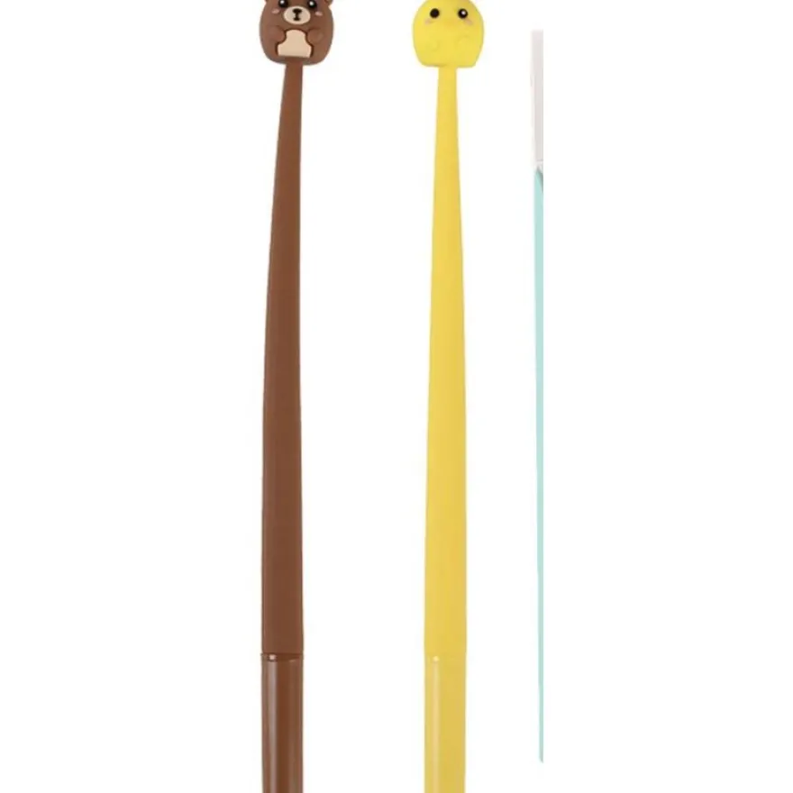 iTotal – Set de 2 Stylos Gel Flexibles à Secouer 0,5 mm - “OURS” et “PIO PIO” - Encre Bleue (2 x 17 g)