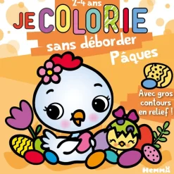 Je colorie sans déborder (2-4 ans) - Pâques - Bloc de coloriages aux contours épais pailletés et en relief - Dès 2 ans