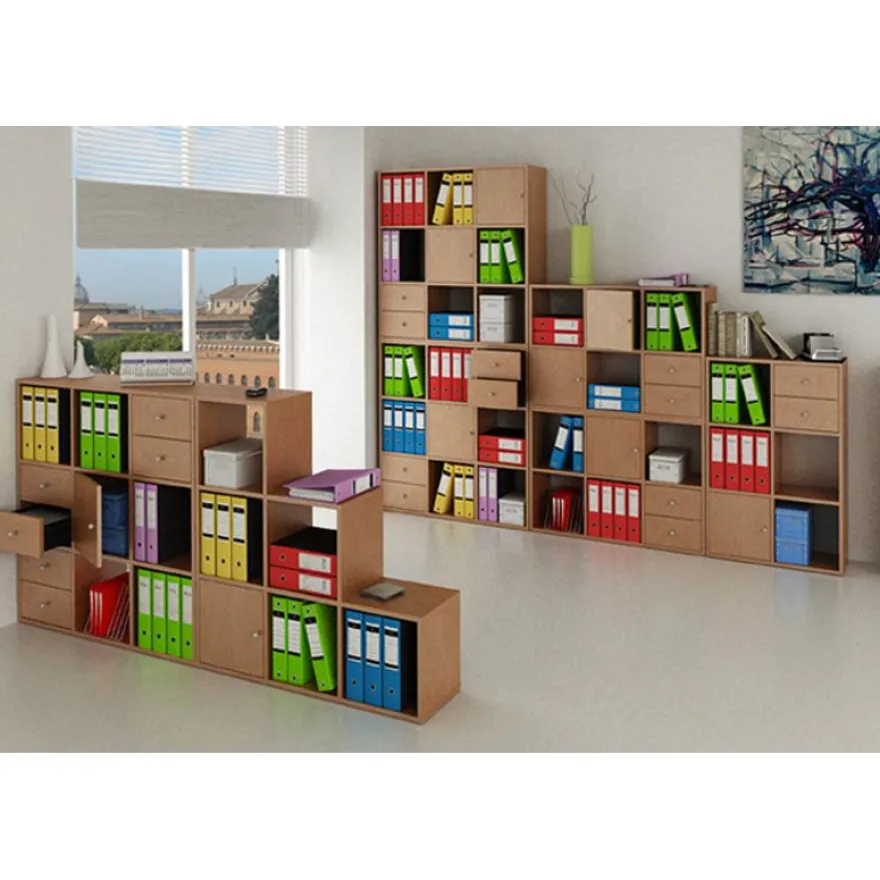 Jeu de 2 fonds pour bibliothèque MAXICOLOR - imitation chêne clair