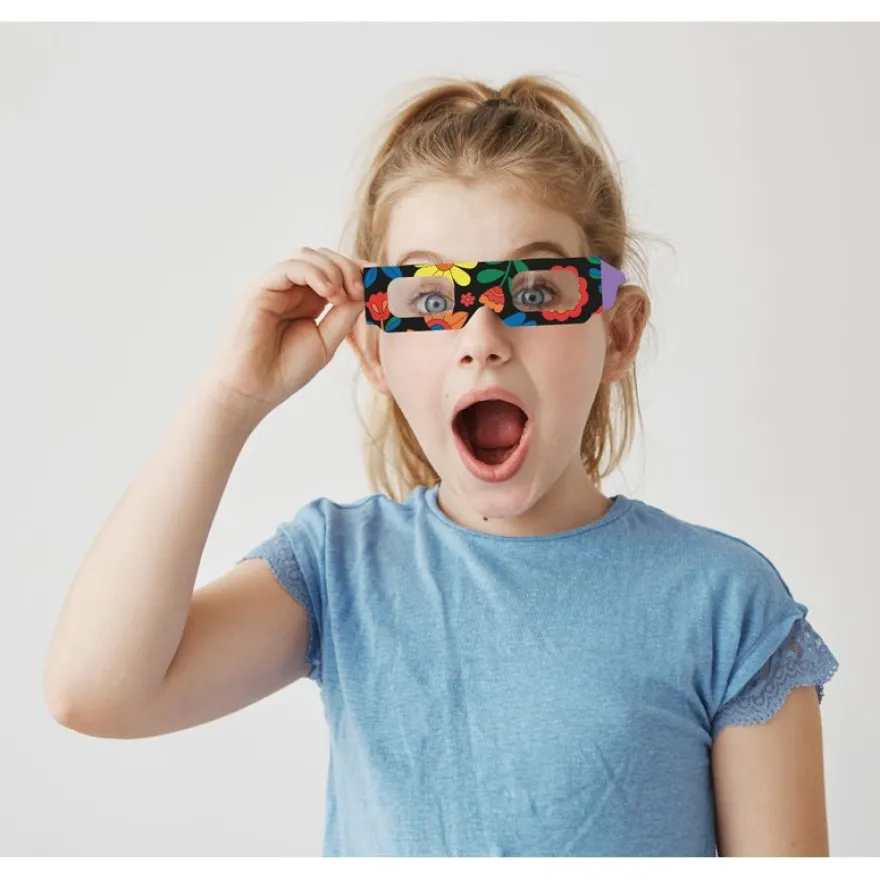 Jeu de coloriage 3D avec 4 planches animaux - 6 feutres double pointe et lunettes 3D incluses