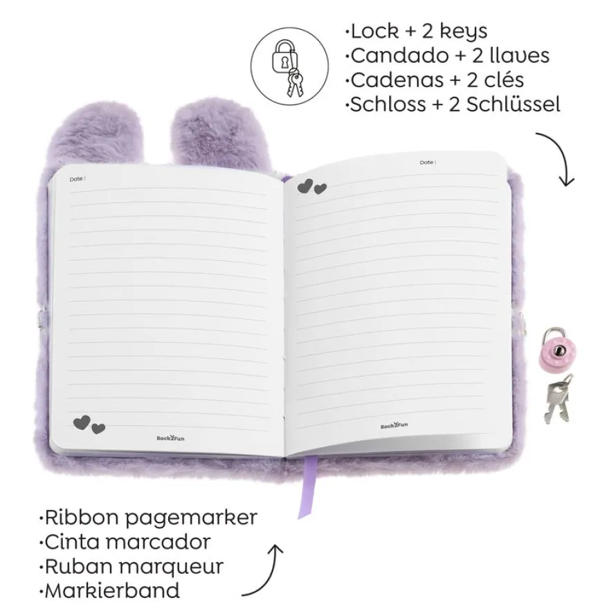 Journal intime peluche Lapin Back2Fun