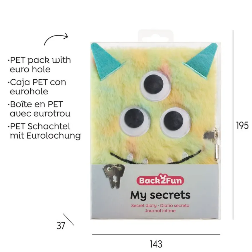 Journal intime peluche Monstre Back2Fun