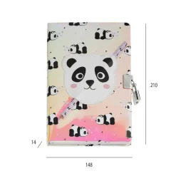 Journal secret Panda pour enfants avec cadenas - clés et crayon - carnet A5 holographique à 80 pages lignées - cadeau original Back2Fun