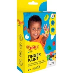 JOVI – Peinture au doigt enfant dès 2 ans – 6 pots de 35 ml – Couleurs assorties