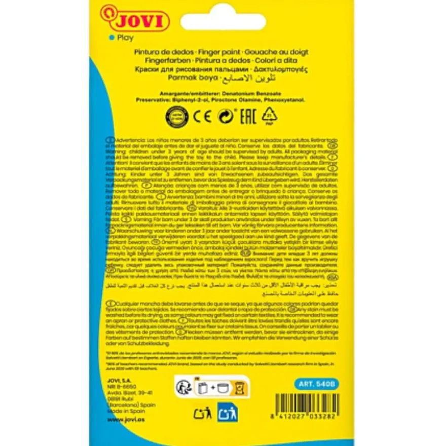 JOVI – Peinture au doigt enfant dès 2 ans – 6 pots de 35 ml – Couleurs assorties