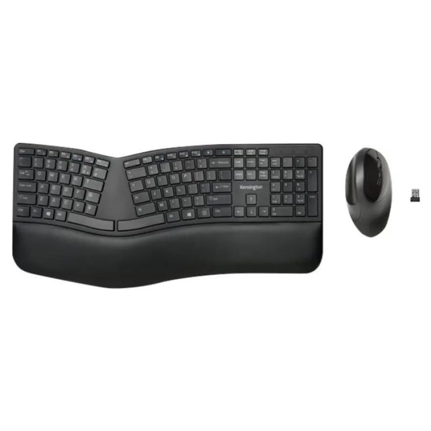 Kensington Pro Fit Ergo - Ensemble clavier et souris sans fil - Azerty - noir
