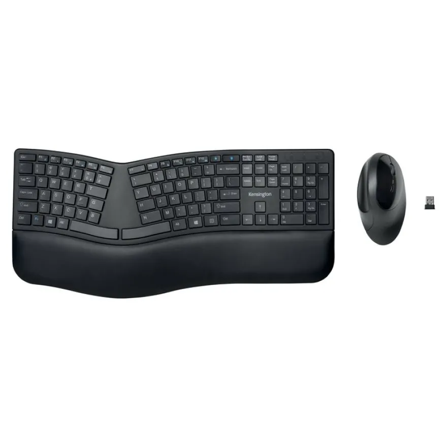 Kensington Pro Fit Ergo - Ensemble clavier et souris sans fil - Azerty - noir