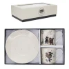 Kiub - Coffret Duo Tasses Café avec Soucoupes - Porcelaine - Collection Bug Art - 26 x 17 x 6.5 cm - Disponible dans différents assortiments