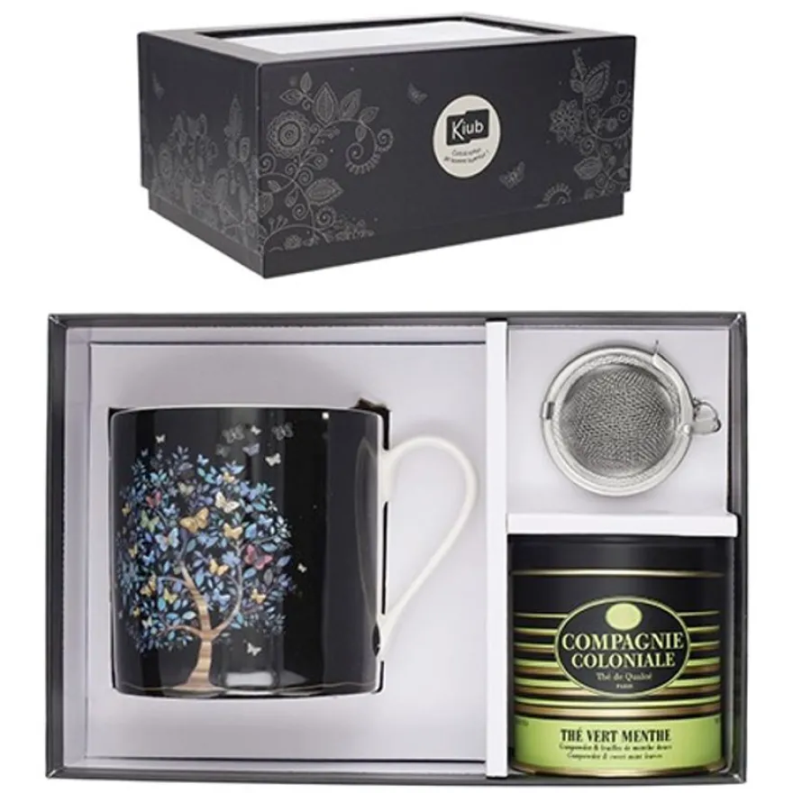Kiub - Coffret Mug 280 ml avec Sous-Tasse - Porcelaine - Collection Bug Art - 8.1 x 7.7 x 11.7 cm - Disponible dans différents assortiments