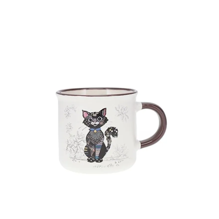 Kiub - Mug bol tasse 125 ml kooks chat noir porcelaine blanc