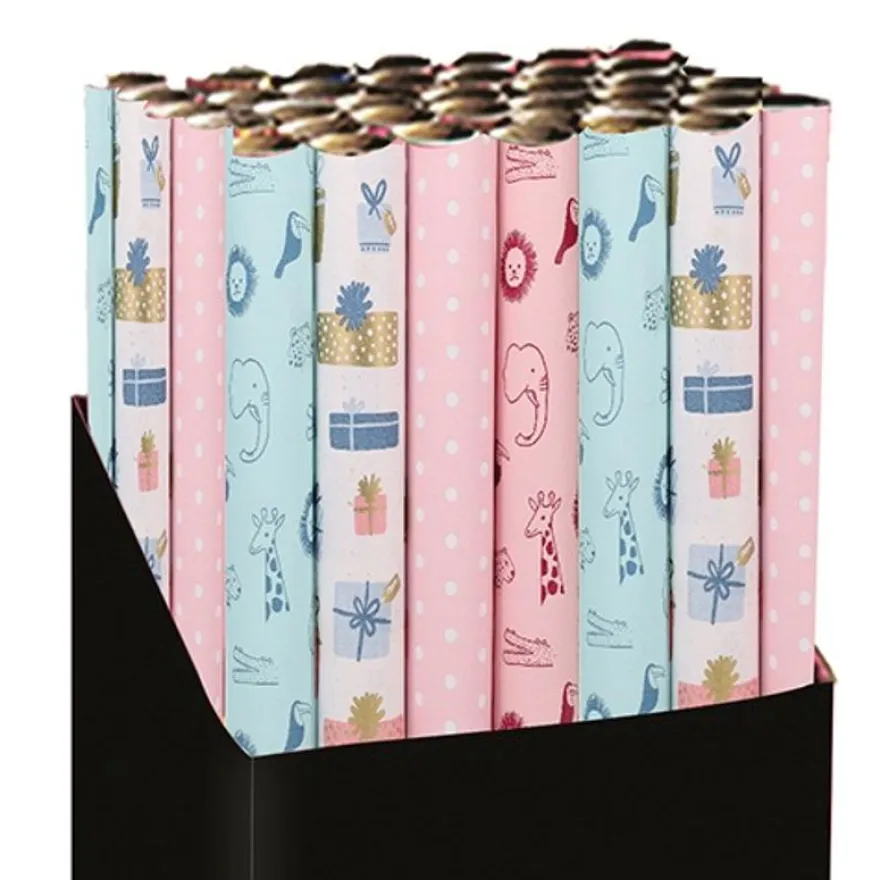 Kiub - Papier - Cadeau 2 mmotifs pastel rose bleu