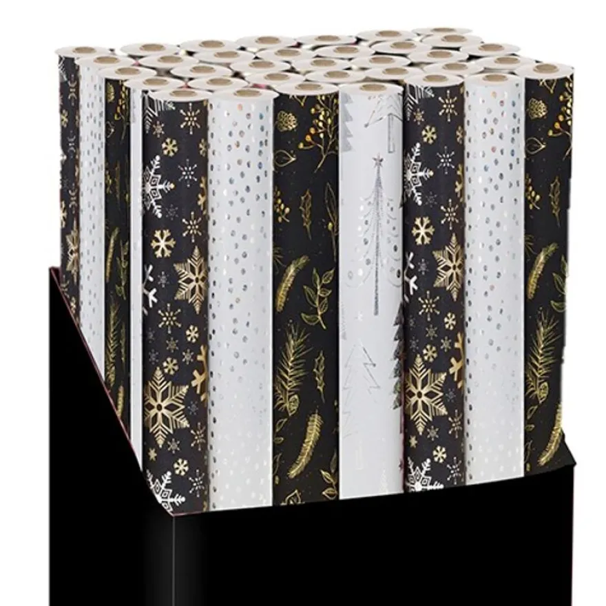 Kiub - Papier - Cadeau 70x200 cm noël - Metallise noir et blanc