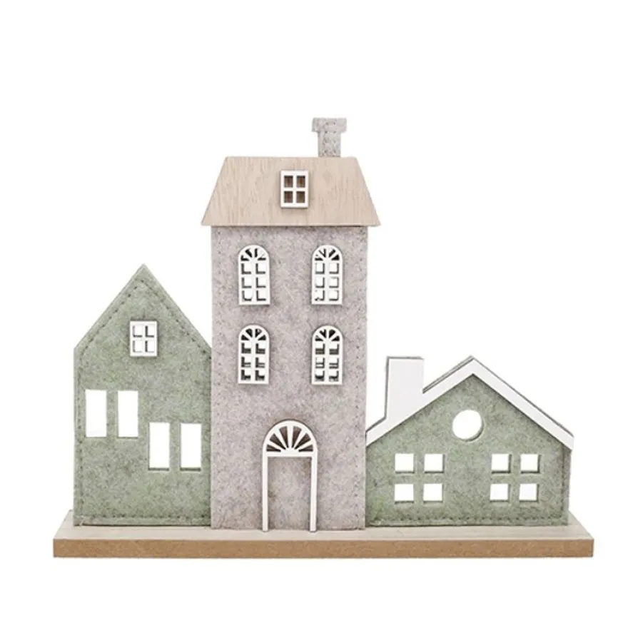 Kiub - Village feutrine beige et vert