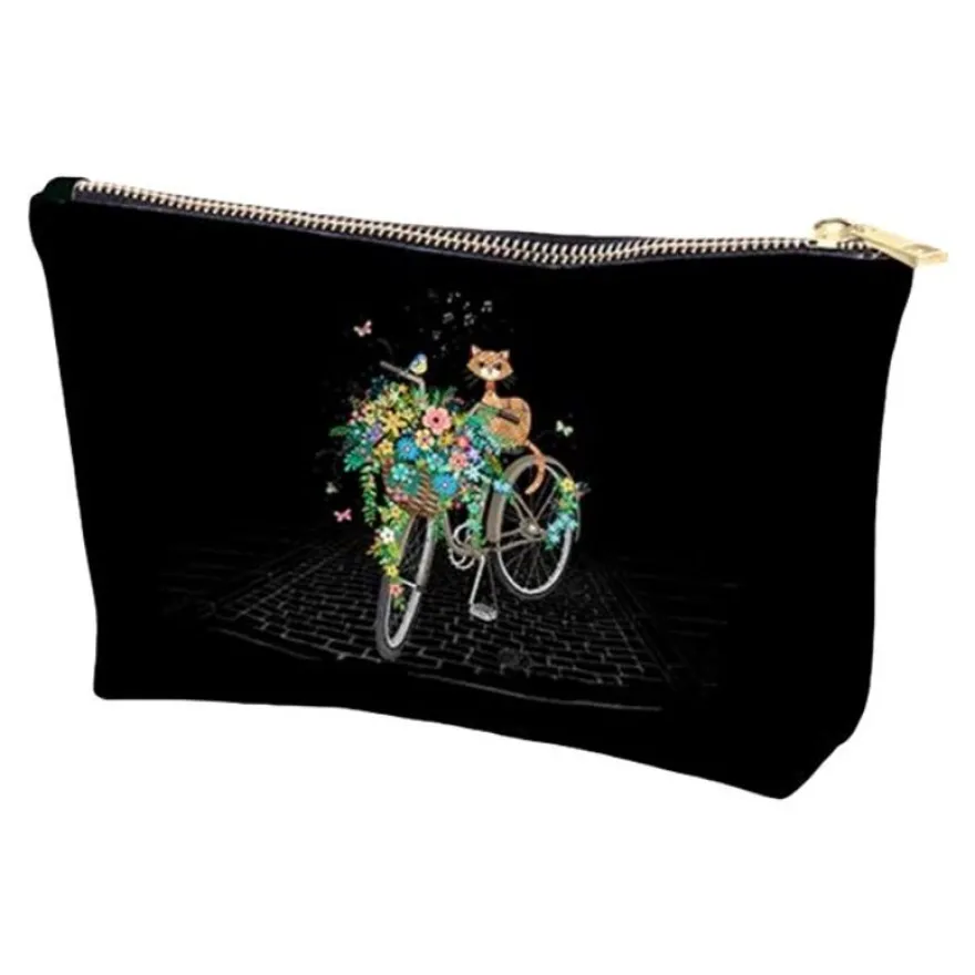 Kiub Bug Art - Pochette trousse de maquillage - chat sur vélo