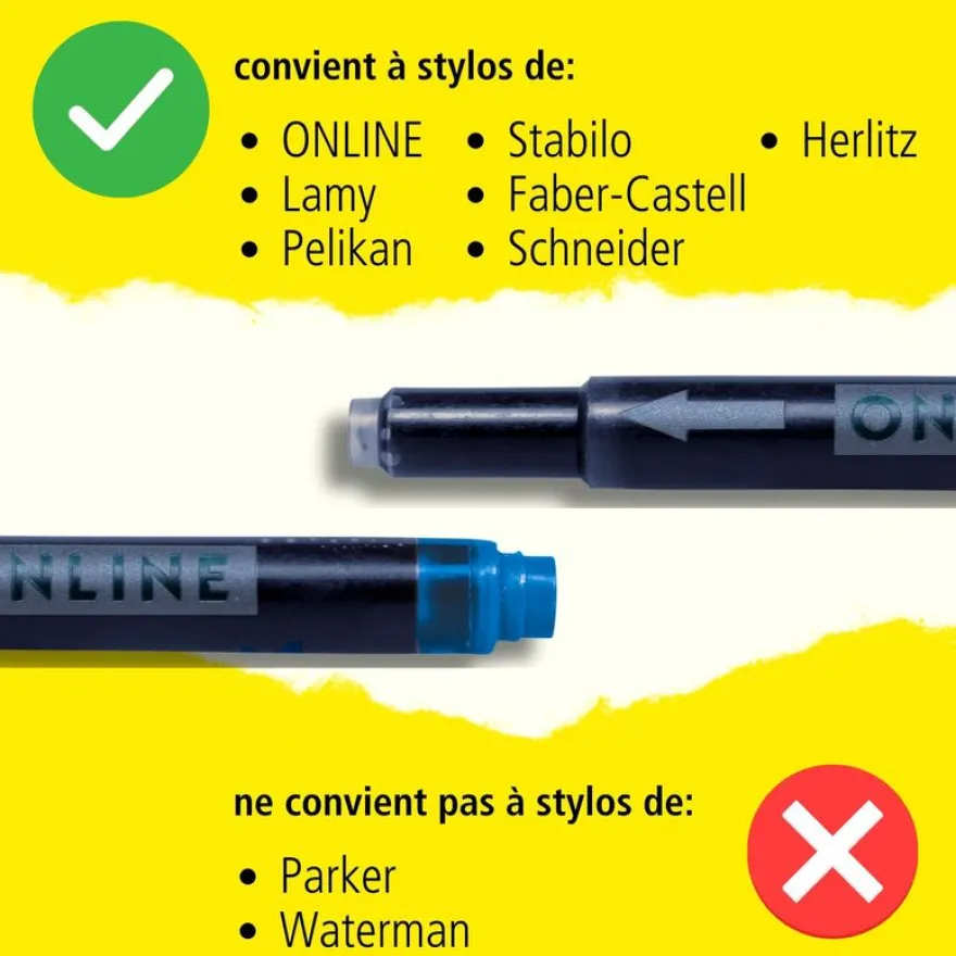 Kombi - Cartouches d'encre vert pour stylos plume standard et stylos plume Lamy