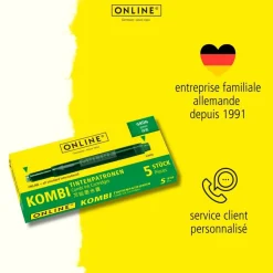 Kombi - Cartouches d'encre vert pour stylos plume standard et stylos plume Lamy