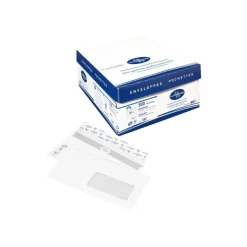 La Couronne - 500 Enveloppes DL 110 x 220 mm - 90 gr - fenêtre 45x100 mm - blanc - bande auto-adhésive