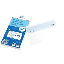 La Couronne - 60 Enveloppes (dont 20% gratuit) - DL 110 x 220 mm - 80 gr - sans fenêtre - blanc - bande auto-adhésive
