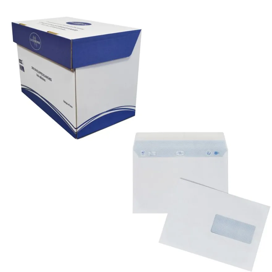 La Couronne - 200 Enveloppes C5 162 x 229 mm - 100 gr - fenêtre 45x100 mm - blanc - bande auto-adhésive