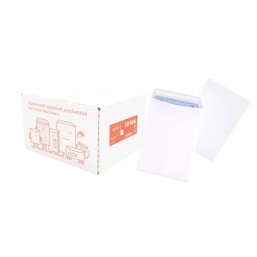 La Couronne - 500 pochettes C5 162 x 229 mm - 90 gr - sans fenêtre - blanc - bande auto-adhésive