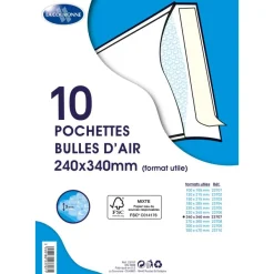 La Couronne - 10 Pochettes bulles - 240 x 340 mm - autocollant - blanc