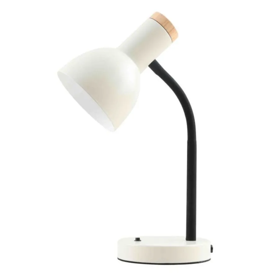 Lampe de Bureau ANDONIOS - bois et métal blanc