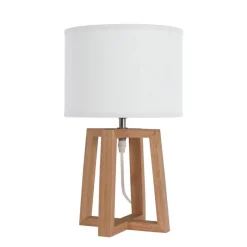 Lampe de Bureau BEKER - bois et tissu blanc