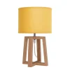 Lampe de Bureau BEKER - bois et tissu moutarde