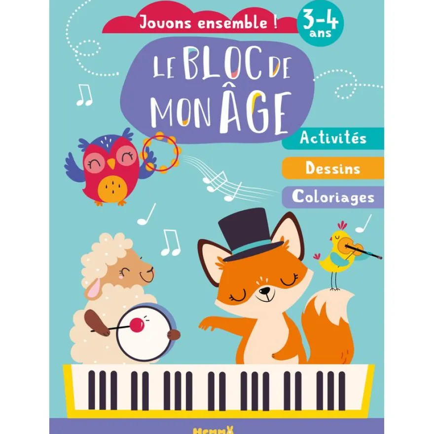 Le Bloc de mon âge 3-4 Ans - Jouons Ensemble ! Renard Piano - Activités, Dessins, Coloriages