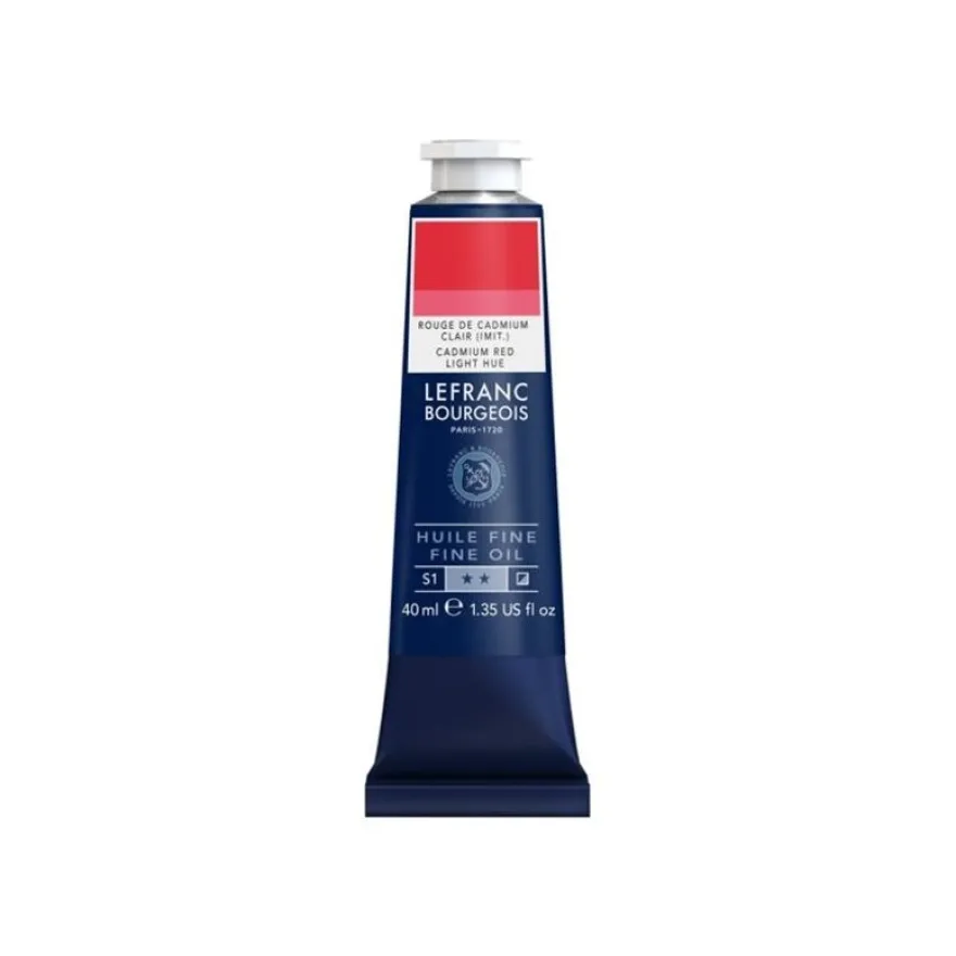 Lefranc Bourgeois - Peinture à l'huile - teinte rouge clair de cadmium - opaque - fine - 40 ml