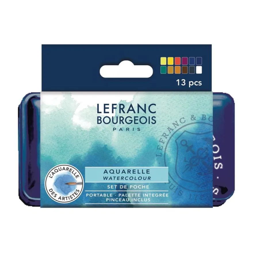 Lefranc Bourgeois - Peinture aquarelle - 12 1/2 godets - couleurs assorties