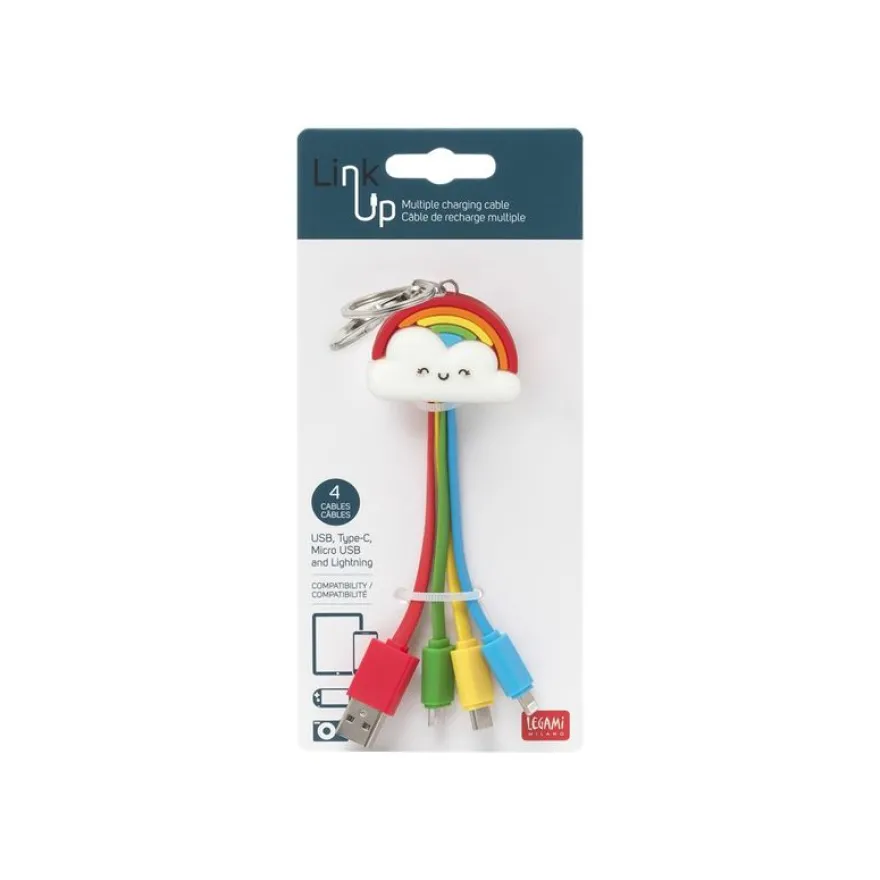 Legami - Câble de recharge multiples - motif arc-en-ciel