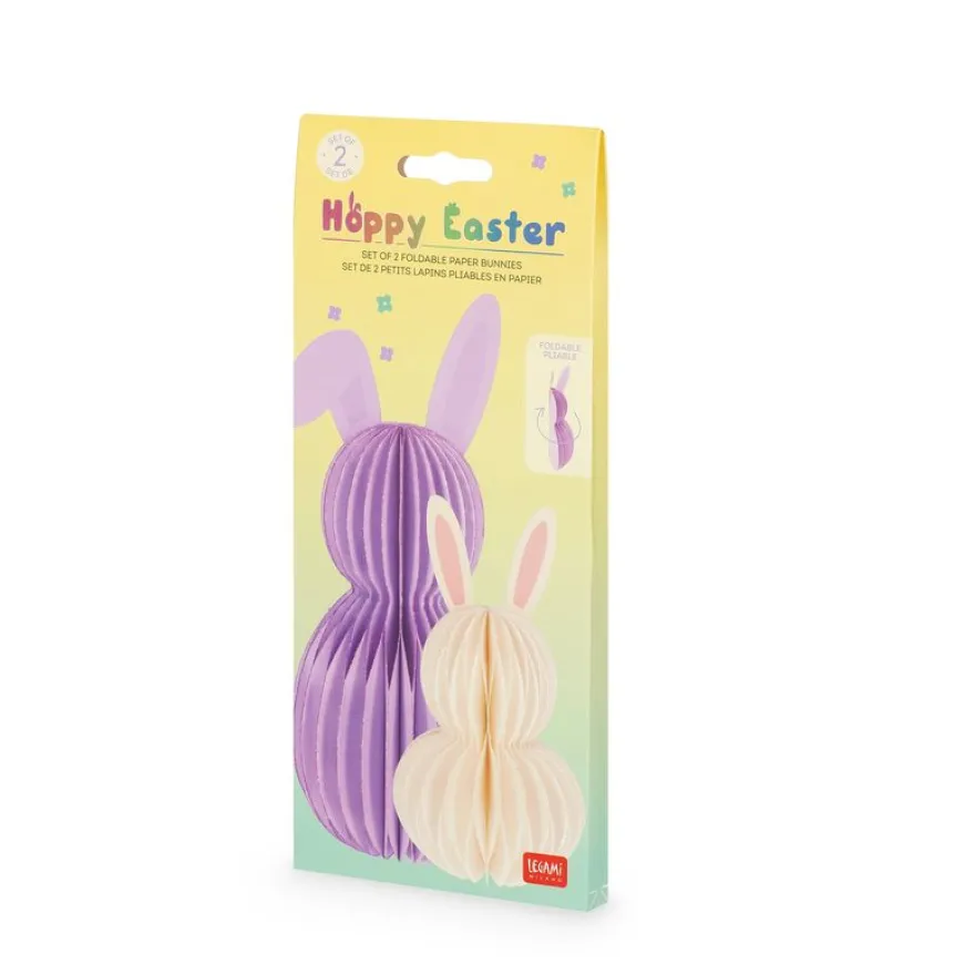 Legami – Lot de 2 Lapins en Papier Pliables – Hoppy Easter – Décoration de Pâques