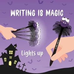Legami - Stylo lumineux à encre gel - Halloween Noir - avec Araignée - Pointe moyenne