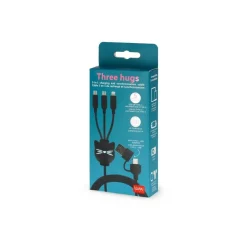 LEgami Three Hugs - Câble USB - 24 pin USB-C (M) with detachable USB-C to USB-A adapter pour 24 pin USB-C, Lightning (M) - 1.2 m - 3 en 1, charge et synchronisation