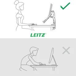 Leitz Ergo – Bras double écran & PC 17"-32"– Ergonomique et gain d’espace – Gris foncé