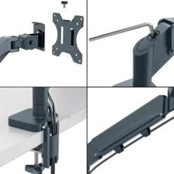 Leitz Ergo – Bras double pour écrans 17"-32" – Réglable et ergonomique – Gris foncé