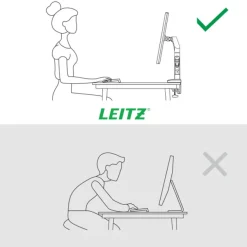 Leitz Ergo – Bras double pour écrans 17"-32" – Réglable et ergonomique – Gris foncé
