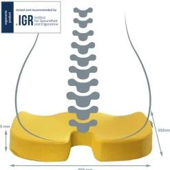 Leitz Ergo - Coussin de siège ergonomique - Soulage la pression et améliore la posture - Jaune