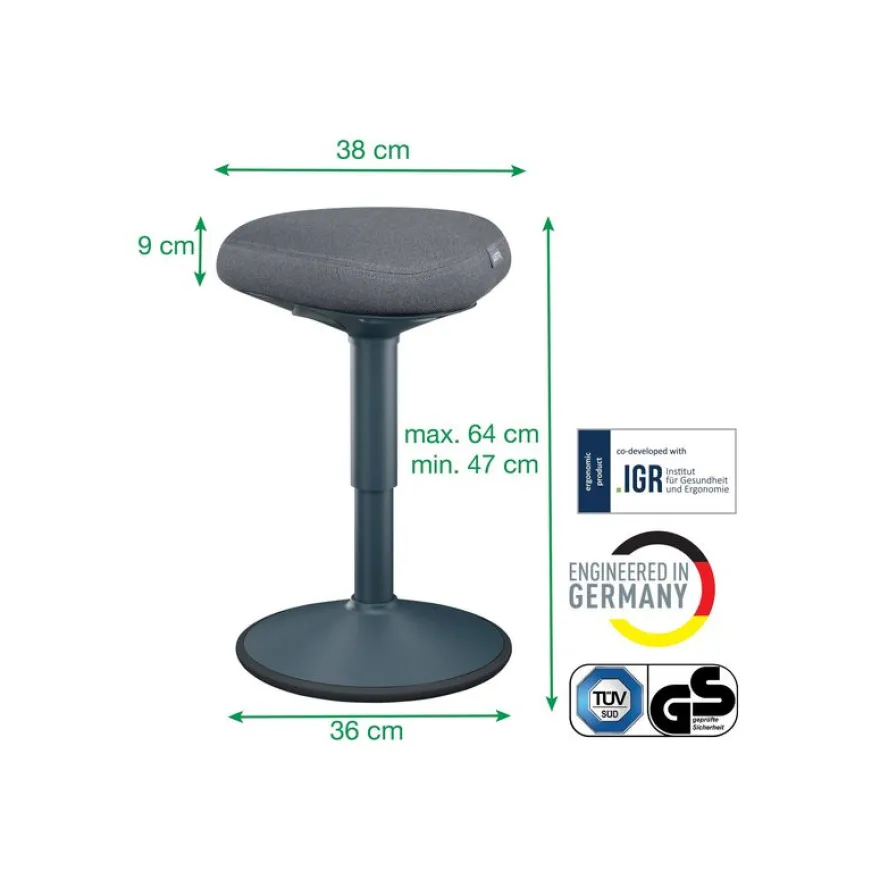 Leitz Ergo - Tabouret ergonomique - 47-64 cm - Gris foncé